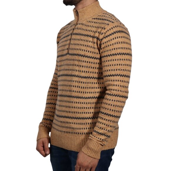 ST. JOHN'S BAY Mens Mock Neck Long Sleeve Pullover Sweater Tan Brown Geo 1/4 Zip - Picture 4 of 15